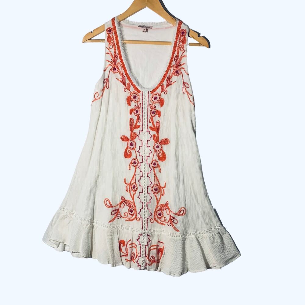 Juicy Couture Dress White Embroidered Floral white
